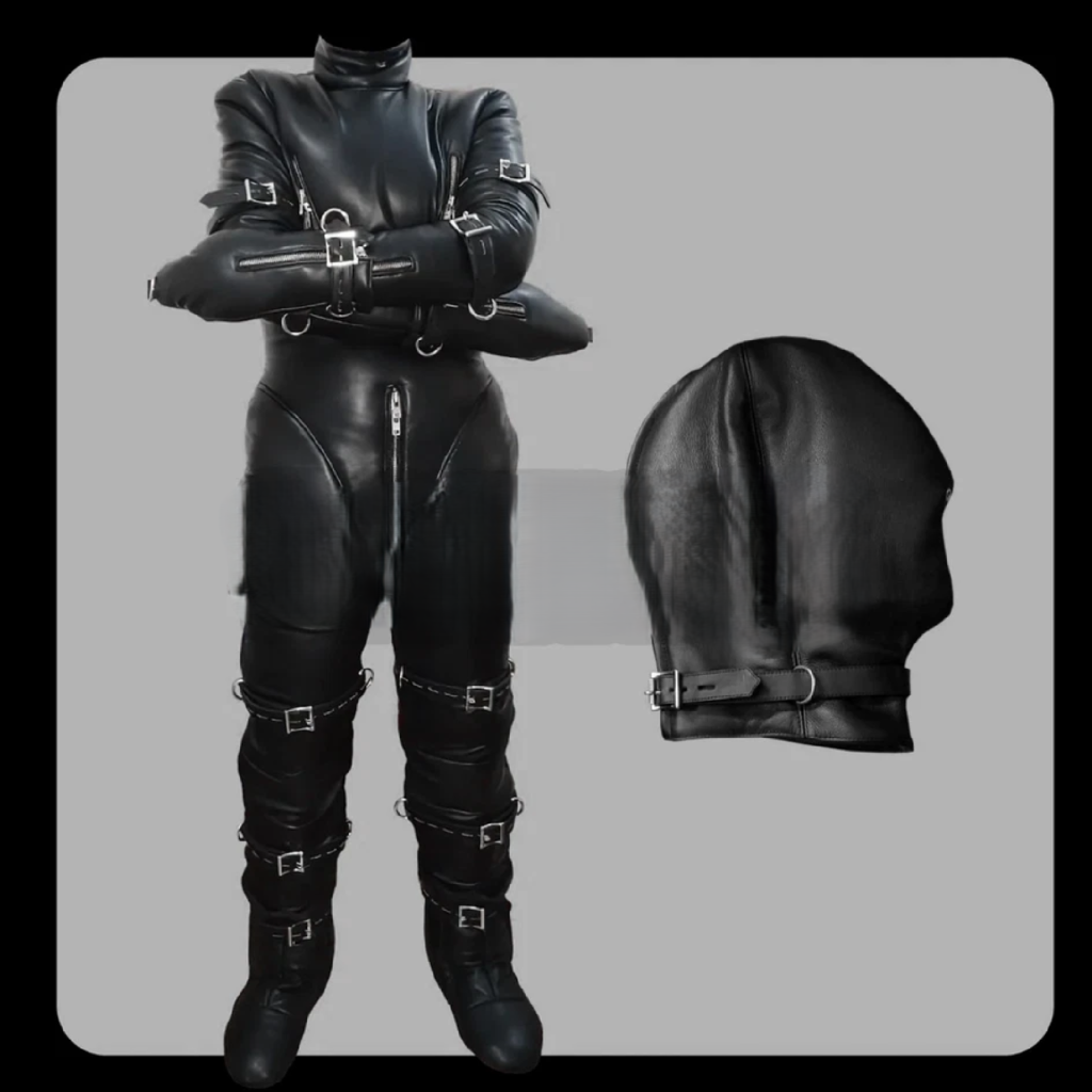 padded bondage catsuit full body restraint suit cow leather custom discounted