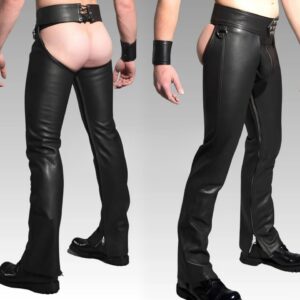 genuine cow leather bondage chaps mens heavy duty gay fetish assless breeches (custom made to measure)