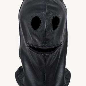 genuine leather bondage hood gimp mask with zipper & lace up fully custom made (custom made to measure)