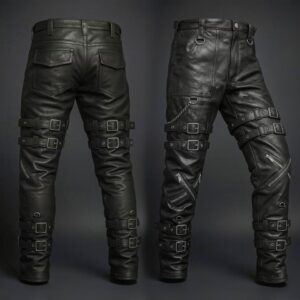Genuine Leather Gothic Pants Custom Handmade Bondage Pant Steampunk Fetish Wear (Custom Made to Measure)
