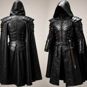leather assassin armor cloak hooded medieval warrior costume custom size armor (custom made to measure)