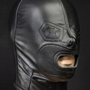 leather bondage hood mask laced back custom made to order fetish gear bdsm (custom made to measure)