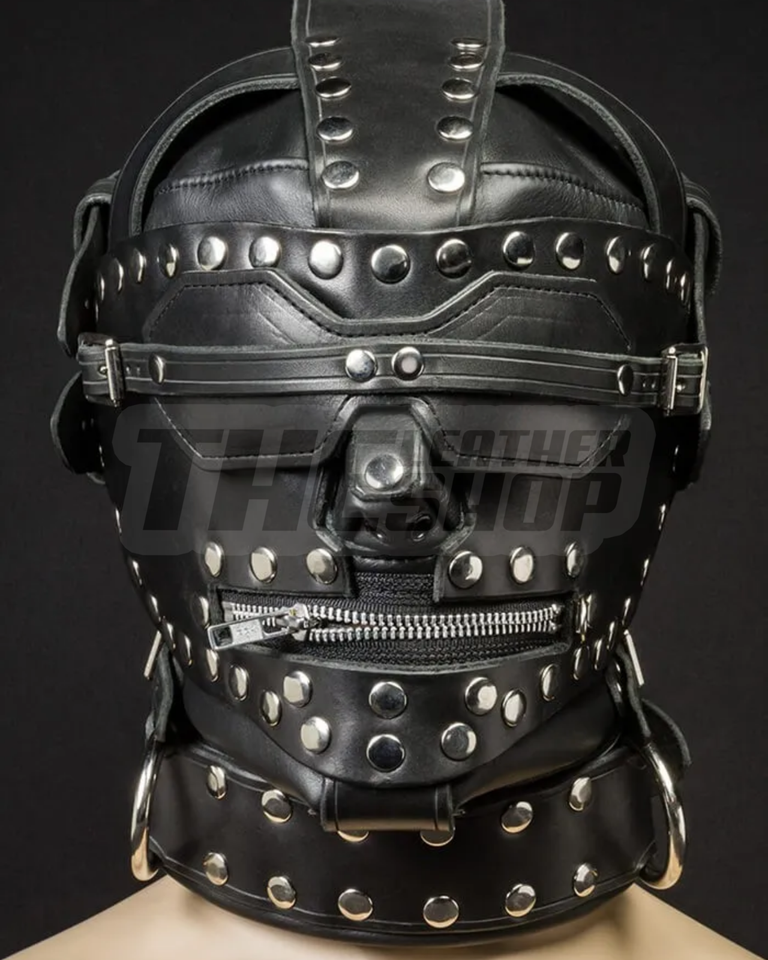 leather heavy duty bondage hood studded fetish mask buckle straps custom made leather heavy duty bondage hood studded fetish mask buckle straps custom made