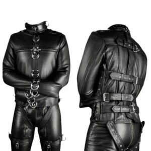 men leather bondage straight jacket custom made heavy duty bdsm restraint gear (custom made to measure)