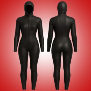 women’s bondage leather catsuit black jumpsuit sheep leather full body restraint (custom made to measure)