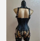 custom leather restraint dress – bondage harness corset outfit with garter strap (custom made to measure) custom leather restraint dress – bondage harness corset outfit with garter strap (custom made to measure)