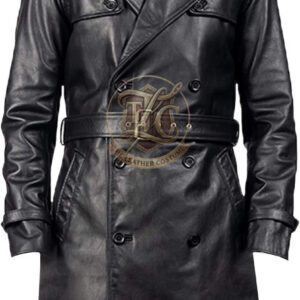 Men's Leather Trench Coat Real 100% Cow Leather Overcoat (Custom Made to Measure)