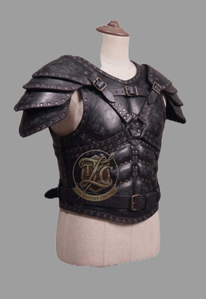 Black Leather Medieval Warrior Cuirass