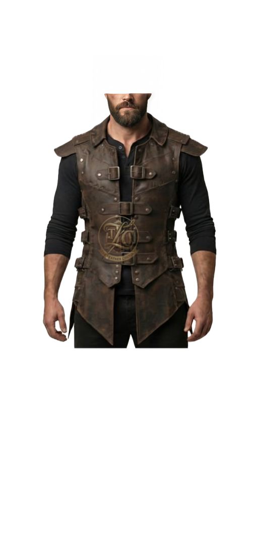 Mens Vintage Brown Leather Warrior Vest